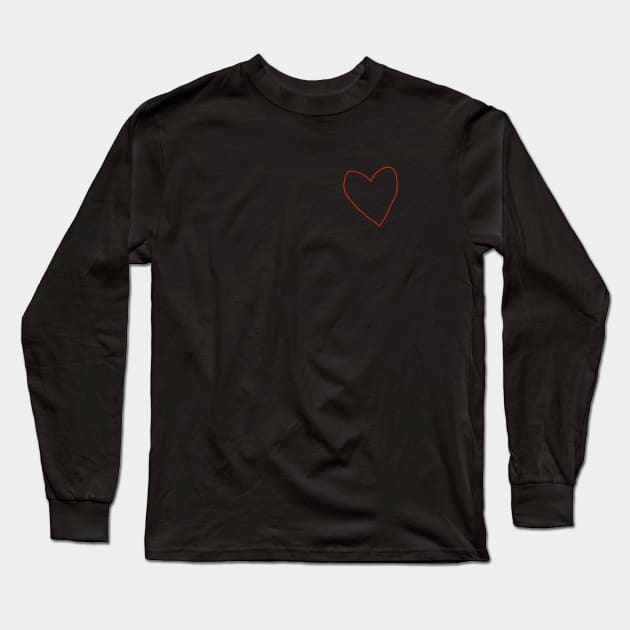 Small Red Heart Valentine Line Long Sleeve T-Shirt by ellenhenryart